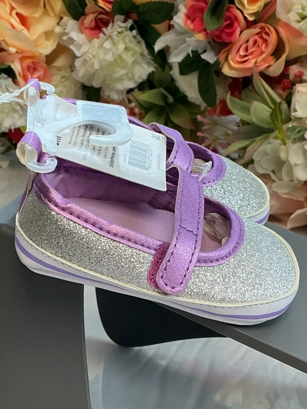4/$30 Bundle 🌈 Child of Mine Silver Glitter Purple Baby Mary Jane Shoes 0–3M